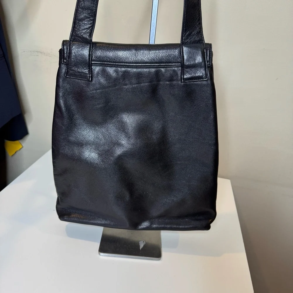 Perlina New York Black Leather Shoulder Bag